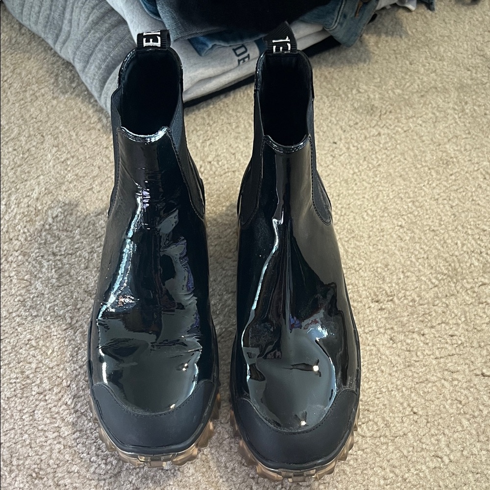 Moncler Black Patent Winter Boots